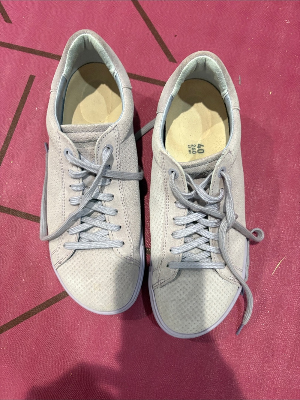 Birkenstock Light Gray Women's Suede Lace-Up Sneakers